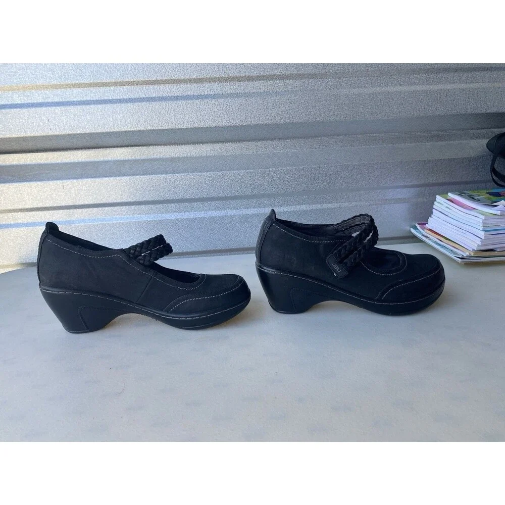JBU by Jambu Emerald Women's Wedge Mary Jane Pumps Black Size 8M Braided Vegan